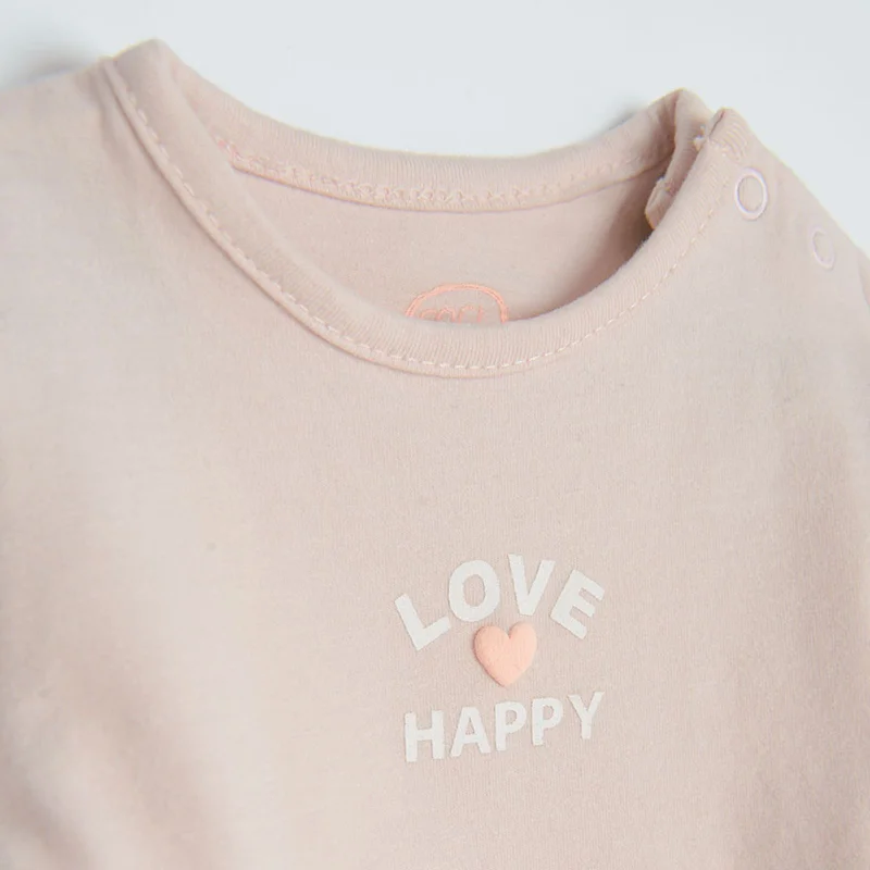 كول كلوب من سمييك قطن وردي فاتح بأكمام طويلة